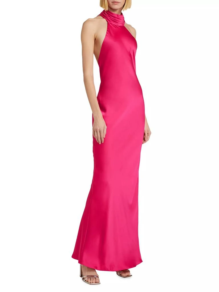Ramy Brook Tatiana High-Neck Satin Gown 4