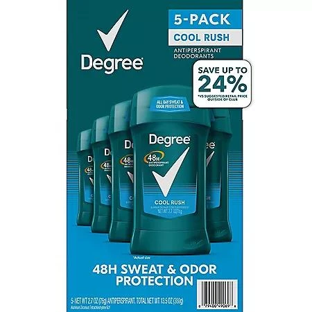 Degree Degree Men Dry Protection Antiperspirant, Cool Rush, 2.7 oz., 5 pk. 1
