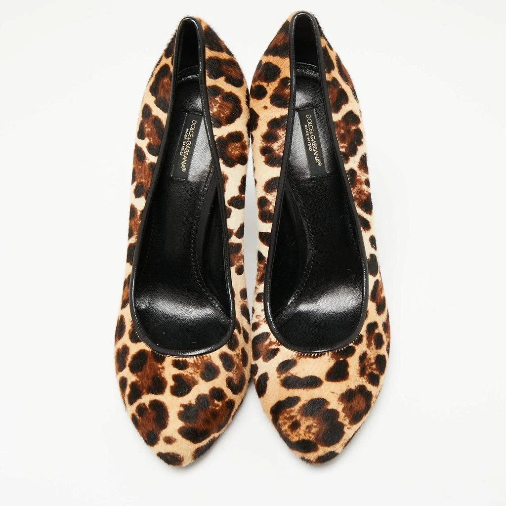 Dolce & Gabbana Dolce & Gabbana Beige/Brown Pony Hair Leopard Print Platform Pumps Size 40 3