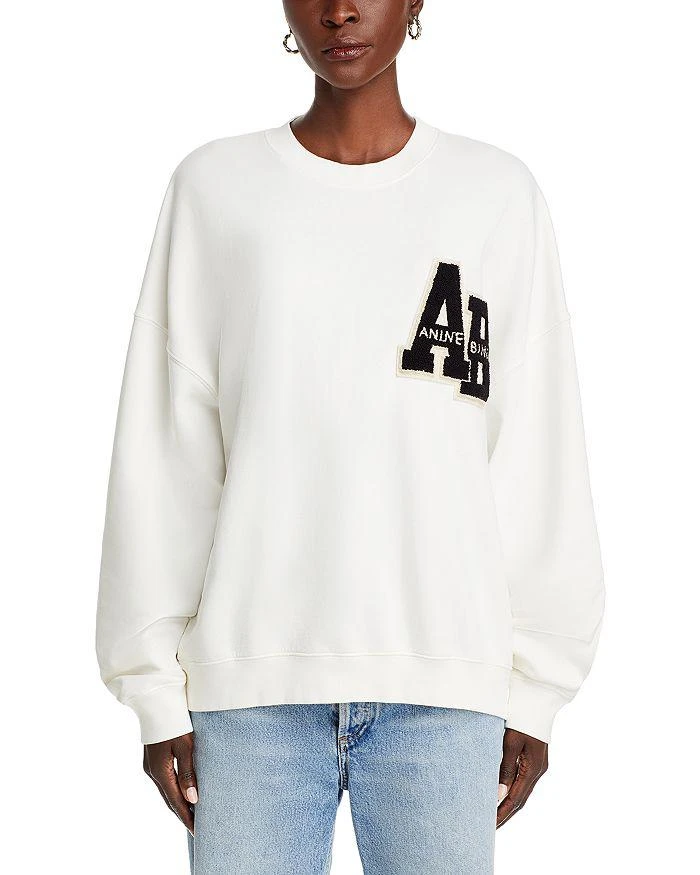 ANINE BING Miles Varsity Letter Oversized Sweatshirt 6