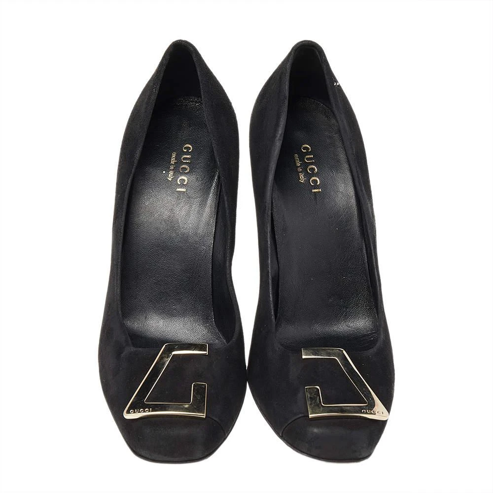 Gucci Gucci Black Suede Square Toe Metal Trim Pumps Size 36 3