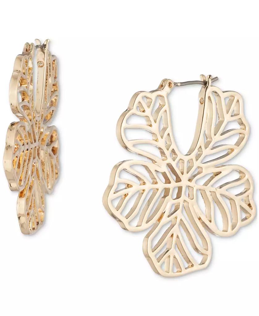MARCHESA Gold-Tone Medium Openwork Flower Hoop Earrings, 1.5"