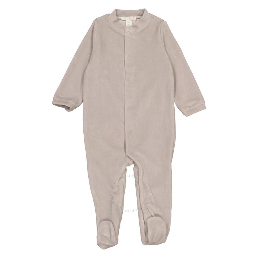 Marie Chantal Baby Grey Velour Angel Wing 1-Piece Sleepsuit