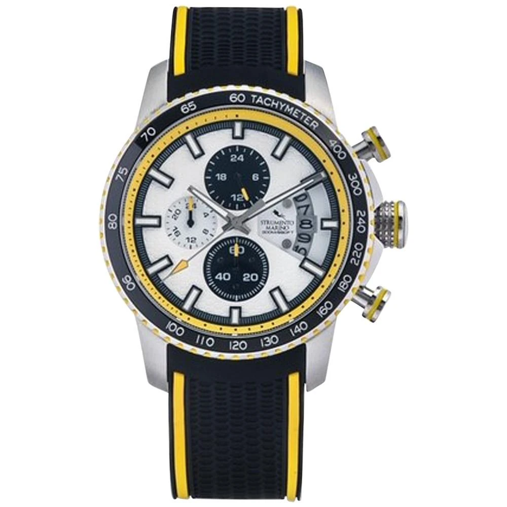 Strumento Marino Men's Chronograph Freedom Black Silicone Strap Watch 45mm 1