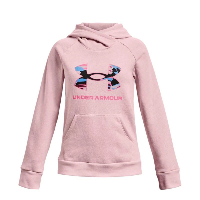 Under Armour Girls' Rival Fleece Big Logo Hoodie In Prime Pink / Pink Punk 1