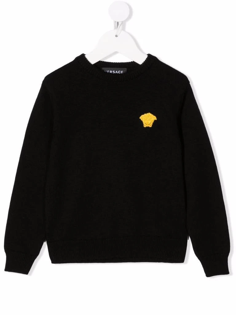 Versace Pullover Nero In Lana Vergine Bambino 1