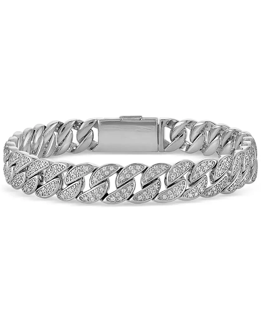 Macy
s Esquire Men
s Jewelry Diamond Cuban Link Bracelet (2 ct. t.w.) in Sterling Silver, Exclusively at Macy
s