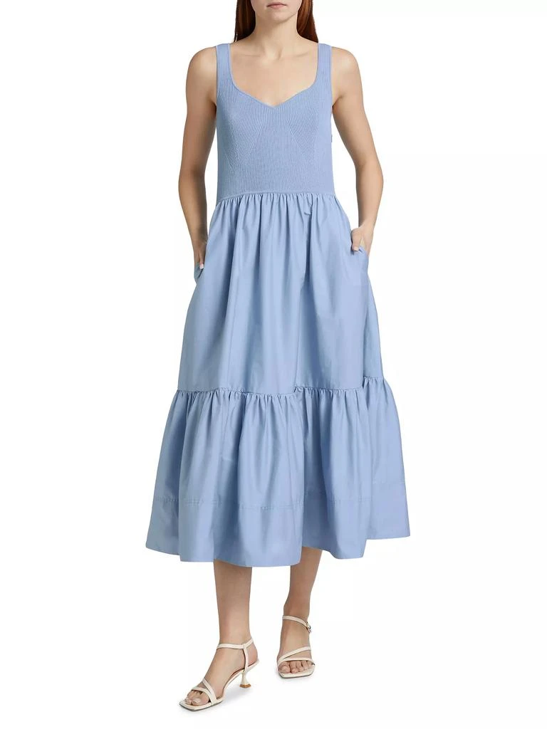 Tanya Taylor Josephina Mixed Media Tiered Midi-Dress 3