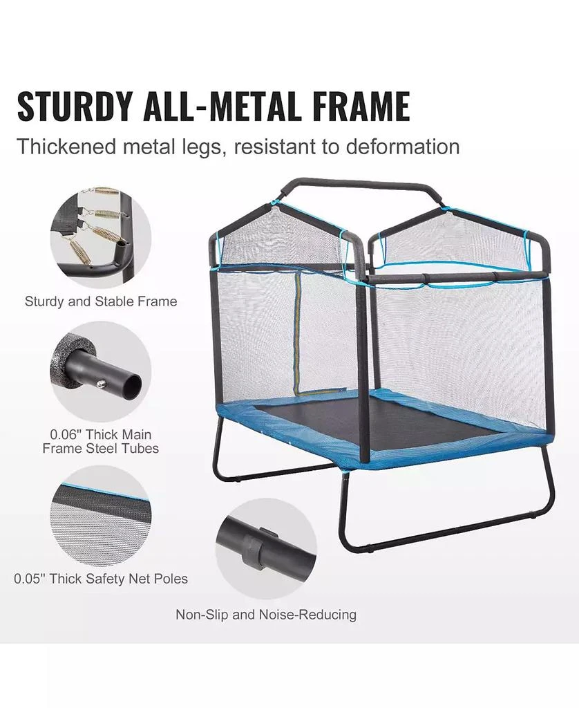 Slickblue Kids Trampoline Indoor Outdoor Mini with Gymnastics Bar Hammock for Toddlers 3+ 4