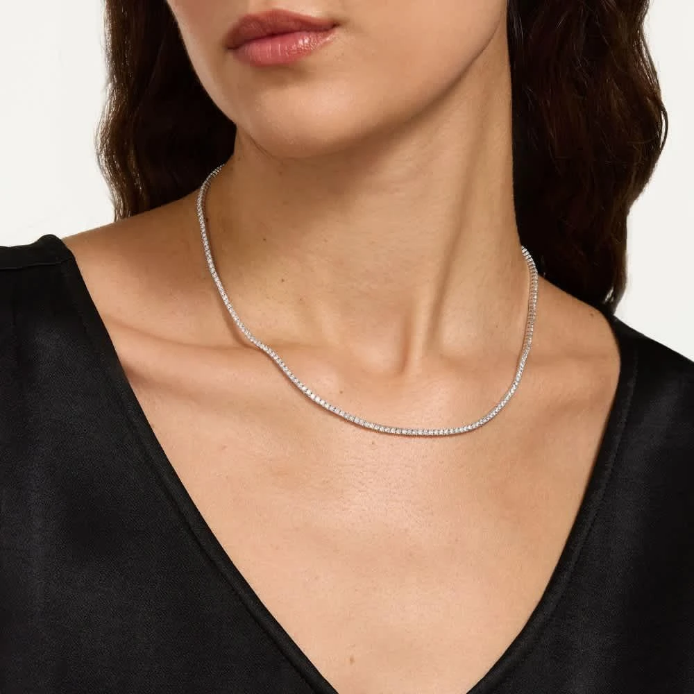 Pompeii3 Certified 5Ct 18" Diamond Tennis Necklace 14k White Gold Lab Grown 4