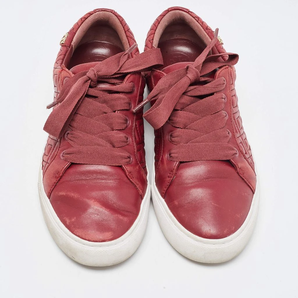 Tory Burch Tory Burch Red Quilted Leather Marion Lace Up Sneakers Size 38 3