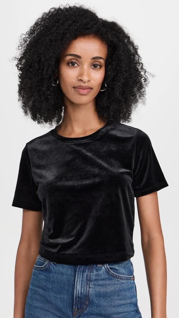 LAGENCE Donna Velvet Crop Crew Neck Tee 6
