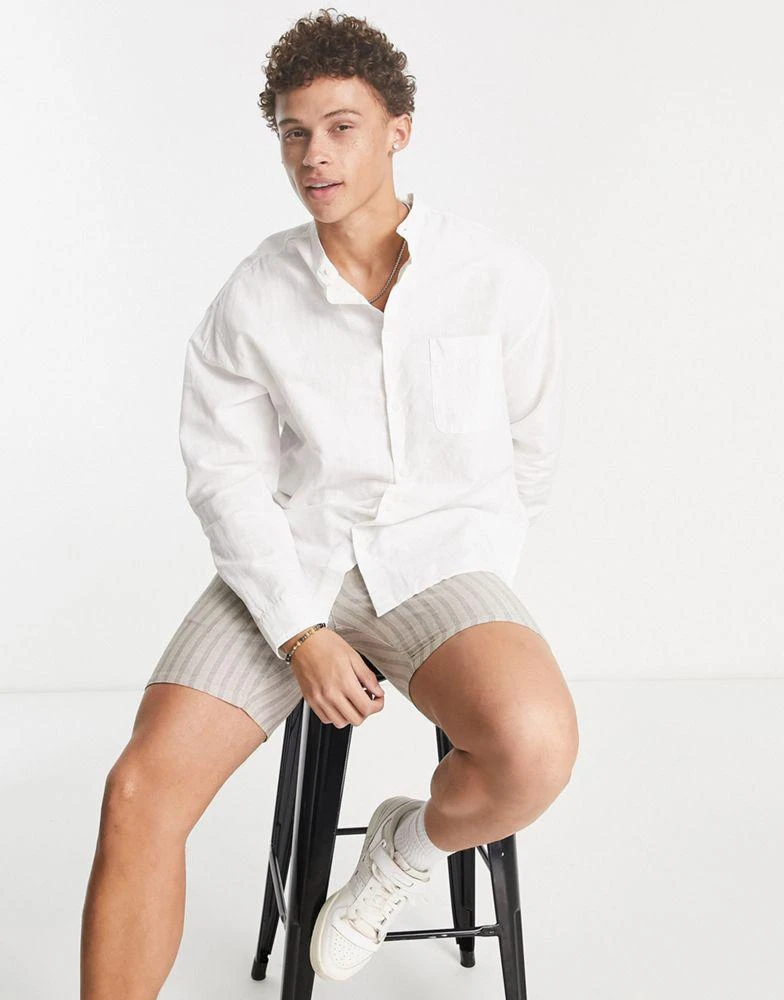 ASOS ASOS DESIGN 90s oversized linen shirt in white 4