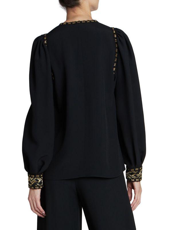Andrew Gn Metallic Long-Sleeve Blouse