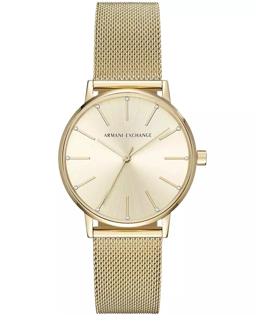 A|X Armani Exchange Women's Three-Hand Gold-Tone Stainless Steel Mesh Watch 36mm 1