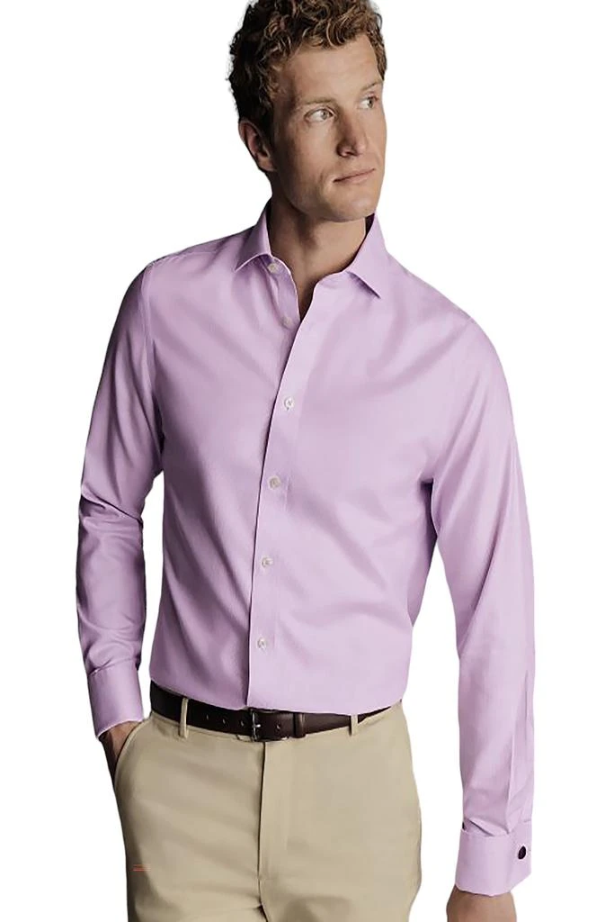 Charles Tyrwhitt Men's Non-Iron Clifton Weave Cutaway Slim Fit Shirt Double Cuff 6