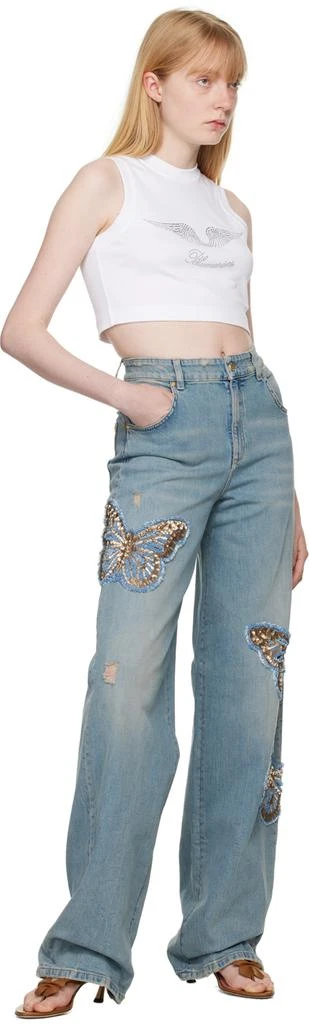 Blumarine Blue Embroidered Jeans 4