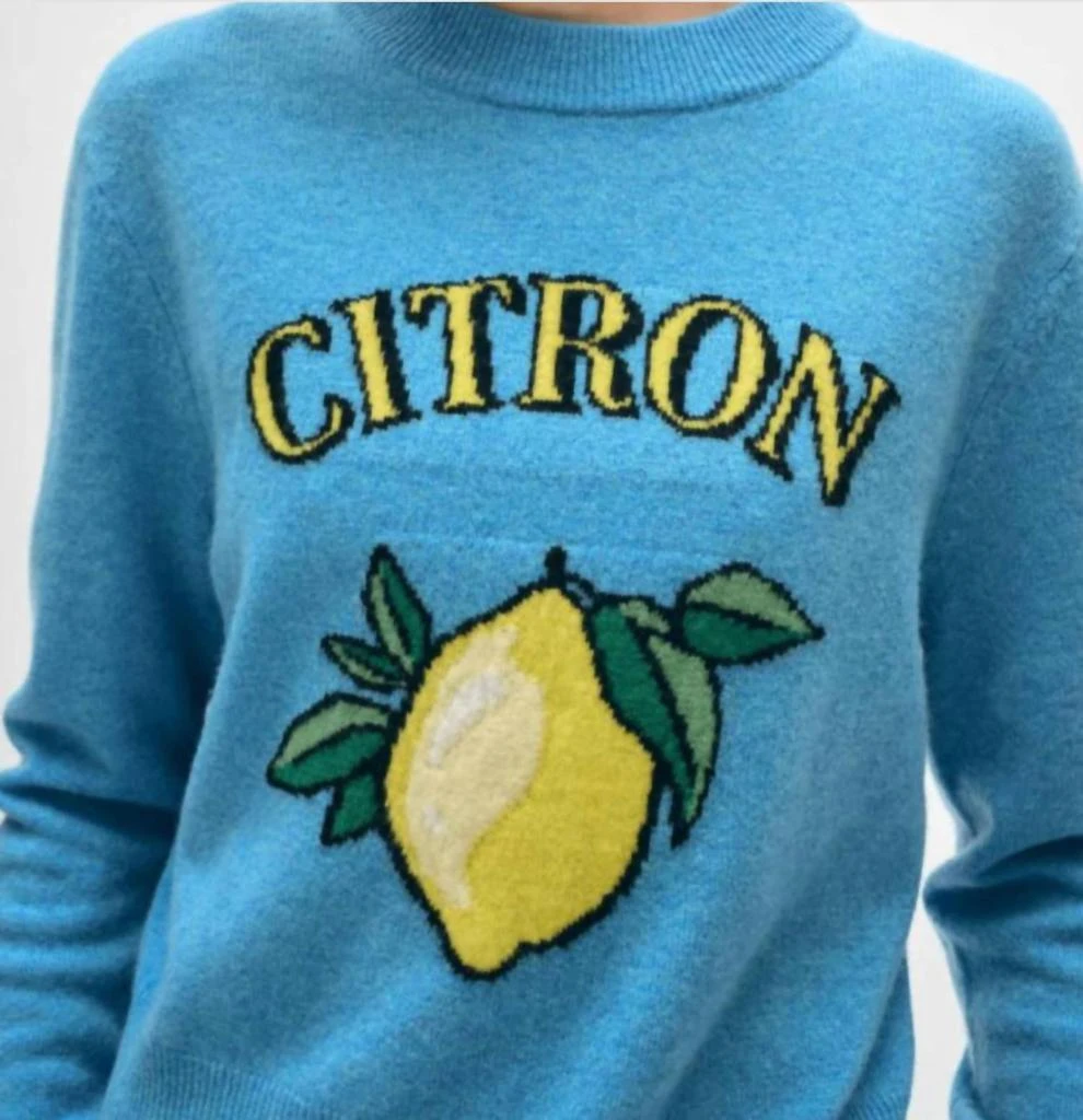 White + Warren Cashmere Citron Sweater In Blue 4