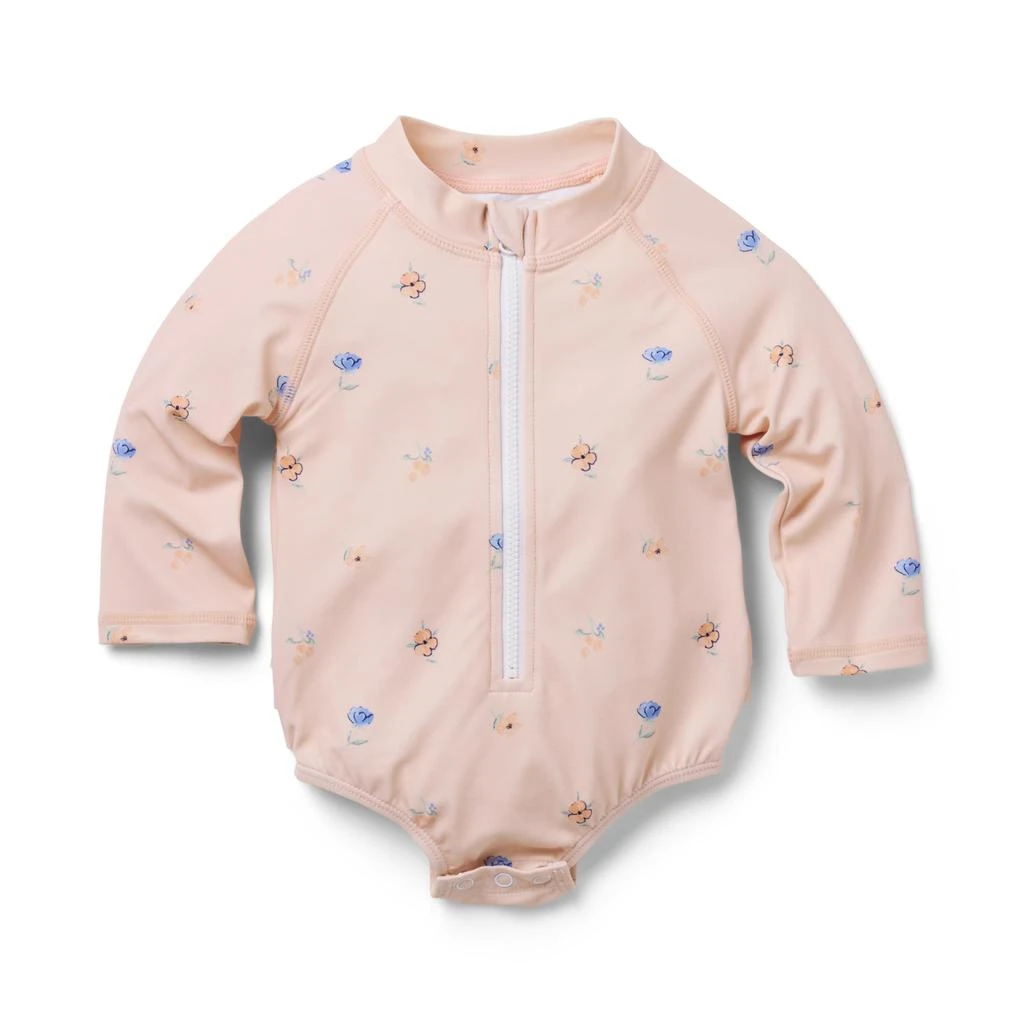 Janie and Jack Floral Zip Up Swimsuit (Infant) 1