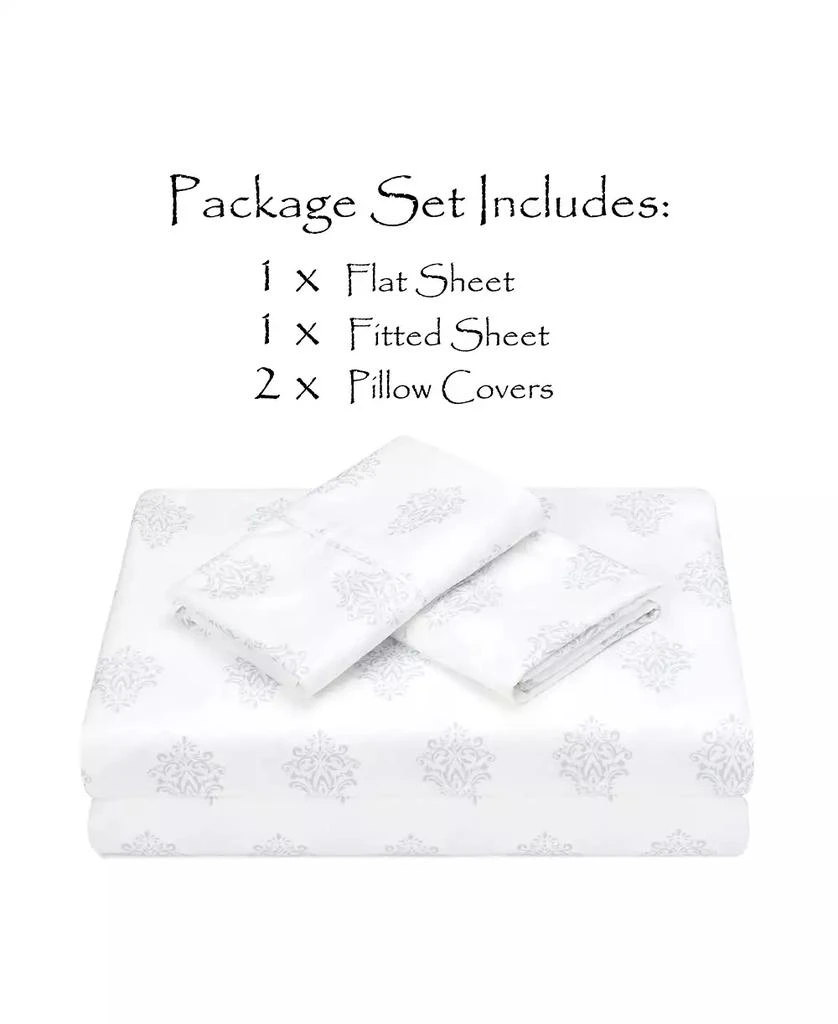 Chanasya Premium Ceramic Leaves Botanical Print Ultra Soft Microfiber 4-Pc. Sheet Set 8
