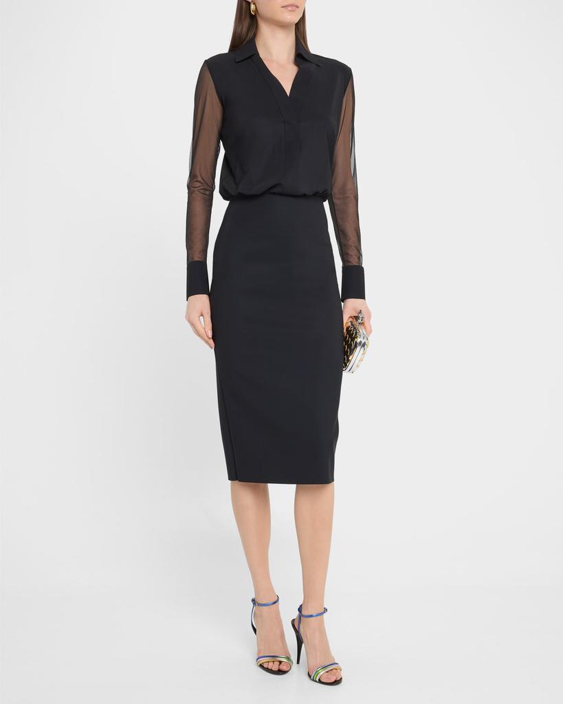 Chiara Boni Illusion-Sleeve Bodycon Dress BLACK 10 - Dresses
