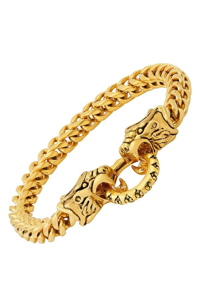 HMY JEWELRY 18k Gold Plated Stainless Steel Dragon Cuff Bracelet 3