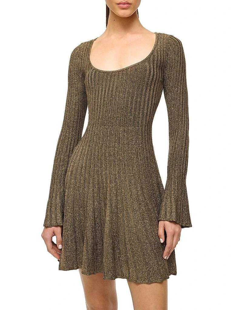 Staud Raquel Metallic Rib-Knit Minidress 5