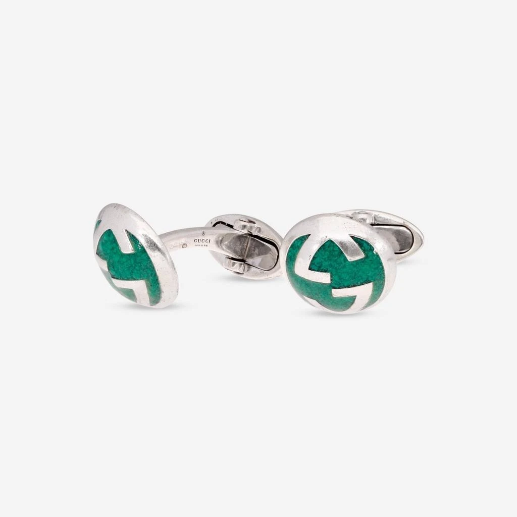 Gucci Gucci Turquoise Enamel & Sterling Silver Cufflinks YBE661585002 1