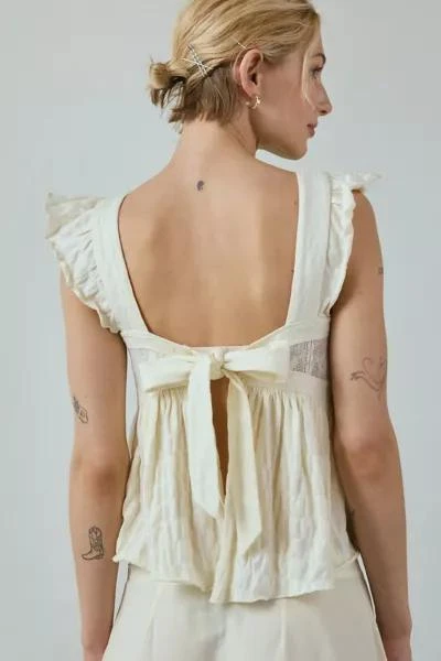 Kimchi Blue Kimchi Blue Olive Bow Tie-Back Babydoll Blouse 3