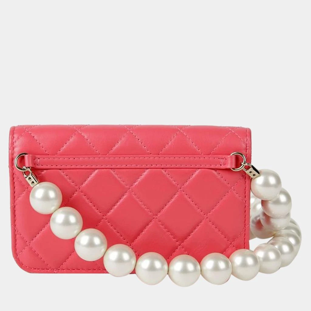 Chanel Chanel Pink Leather Pearl Mini Wallet On Chain 3
