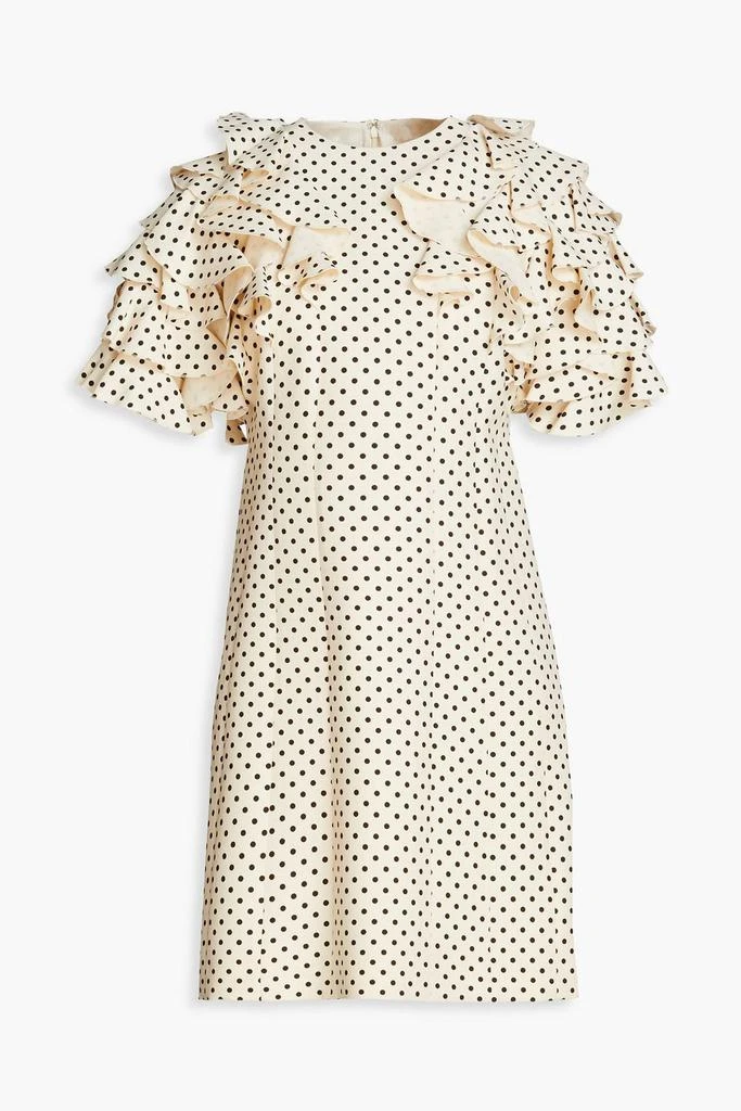 Valentino Ruffled polka-dot wool and silk-blend crepe mini dress 1