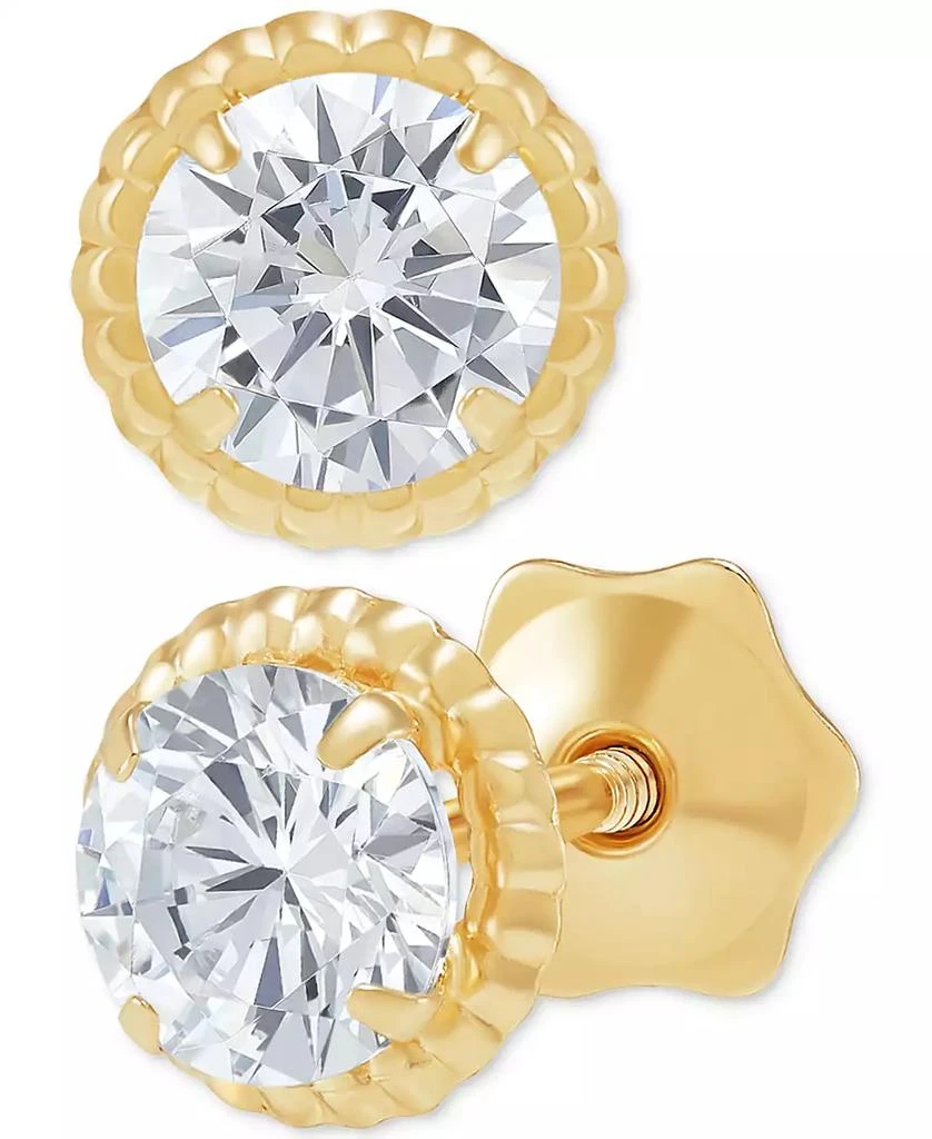 Macy's Children's Cubic Zirconia Screw Back Stud Earrings in 14k Gold 3