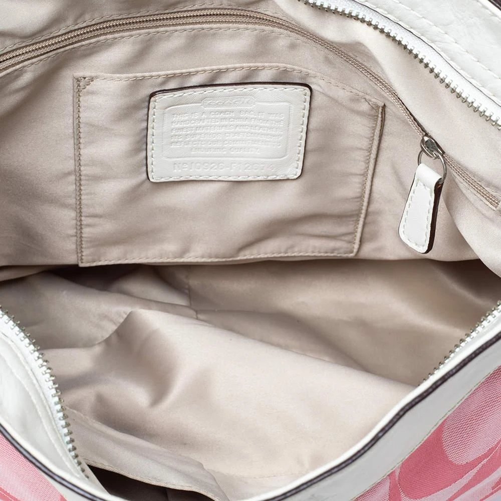 Coach Coach Pink/White Signature Canvas and Leather Hobo 7