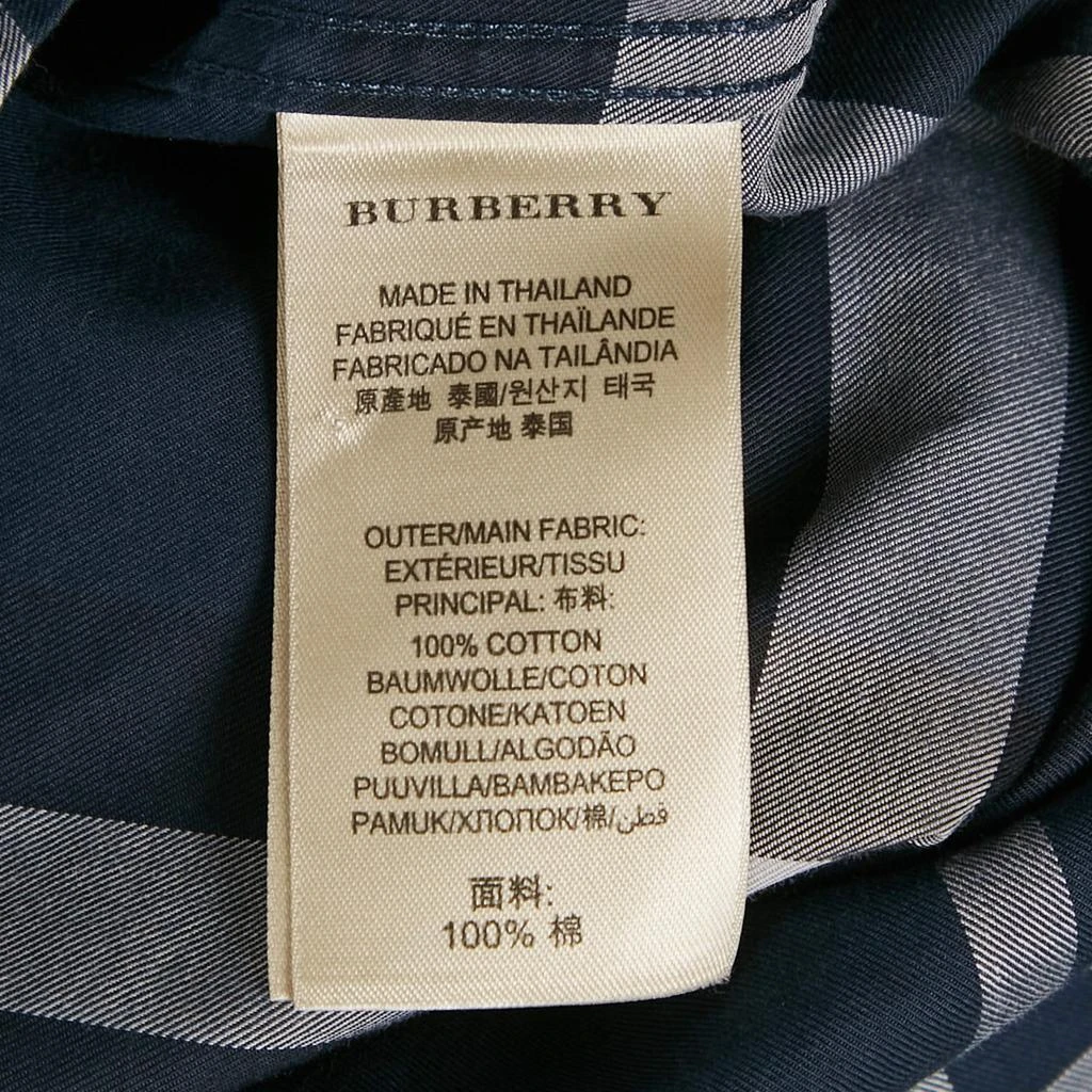 Burberry Burberry Navy Blue Plaid Cotton Button Down Shirt L 7