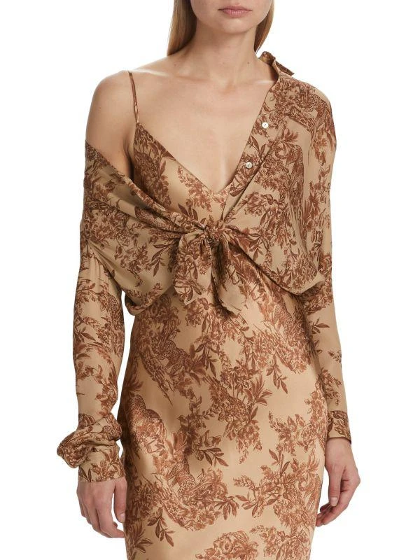 L'Agence Nina Safari-Print Silk Blouse 1