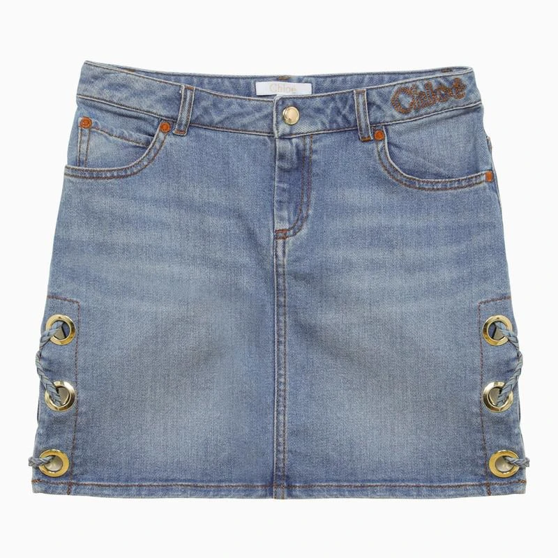 Chloé Denim mini skirt with eyelets 1