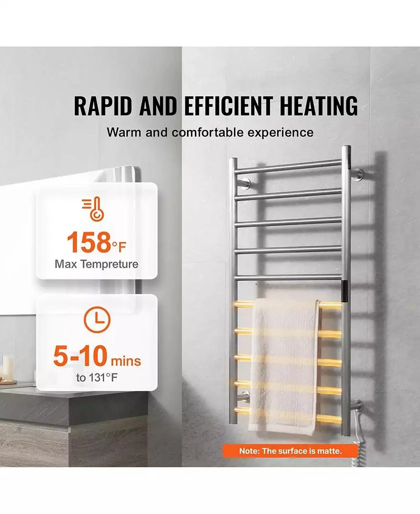 Ecooso 10 Bars Towel Warmer Rack, Wall Mounted Heated Towel Rack for Bathroom 5