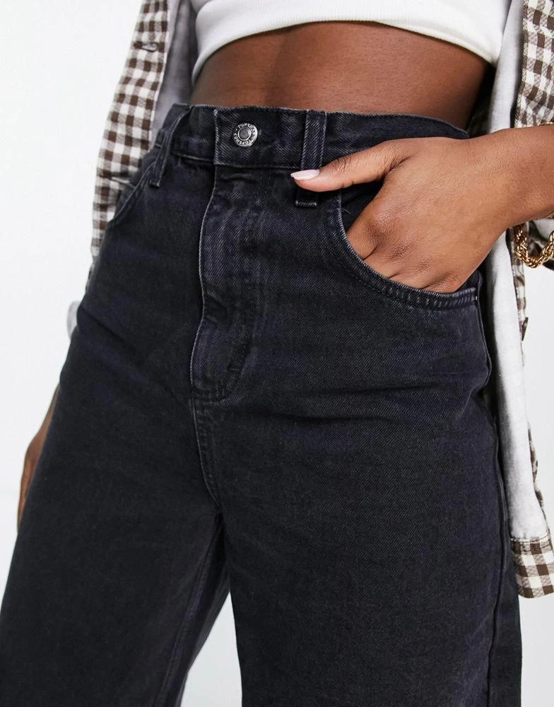Topshop Topshop high rise Baggy jeans with knee rips in washed black 3