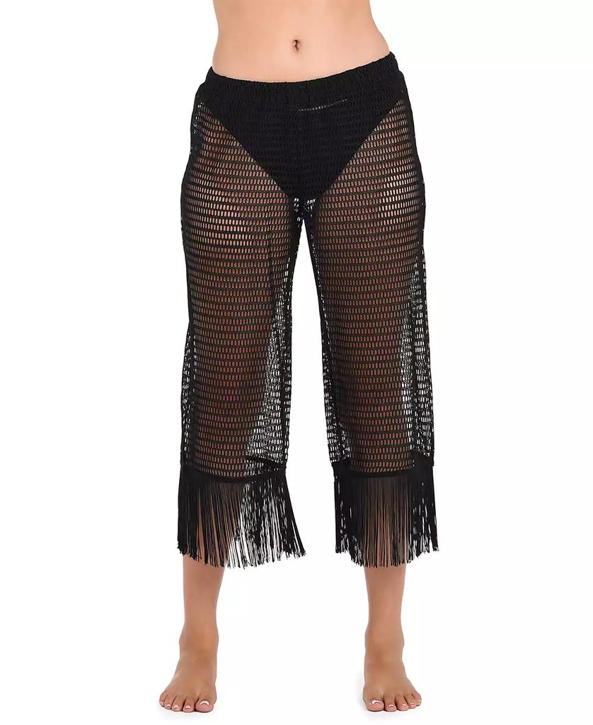 La Blanca Women's Mesh Fringed Cropped Cover-Up Pants