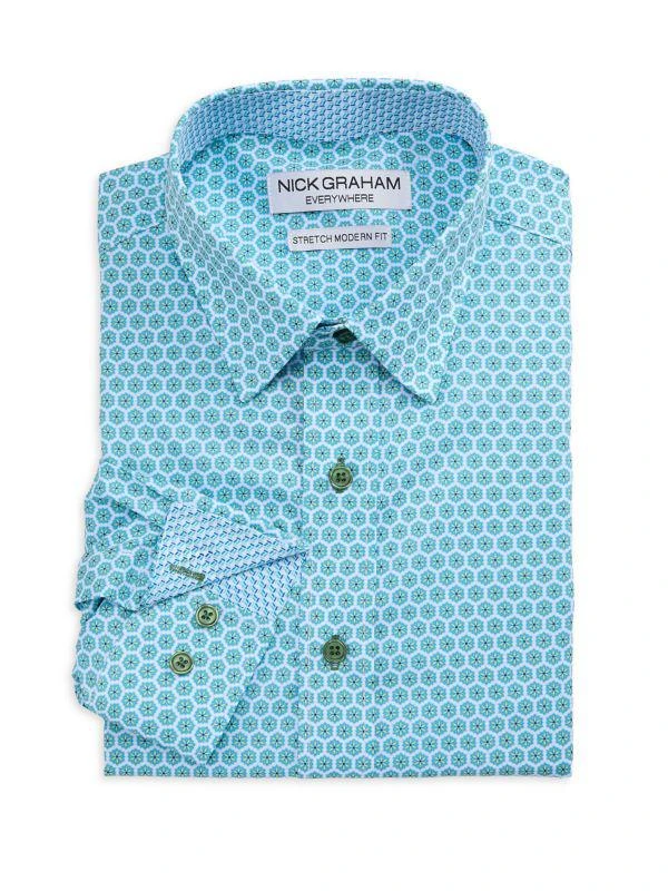 Nick Graham Stretch-Modern-Fit Hexa Floral Dress Shirt 1