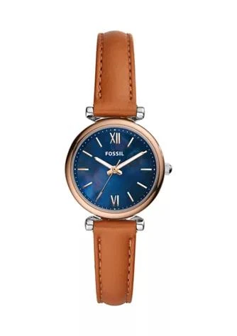 Fossil Carlie Mini Three-Hand Tan Leather Watch 1