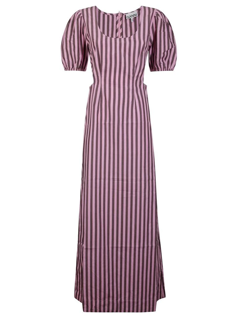 Ganni Ganni Striped Scoop Neck Midi Dress 1