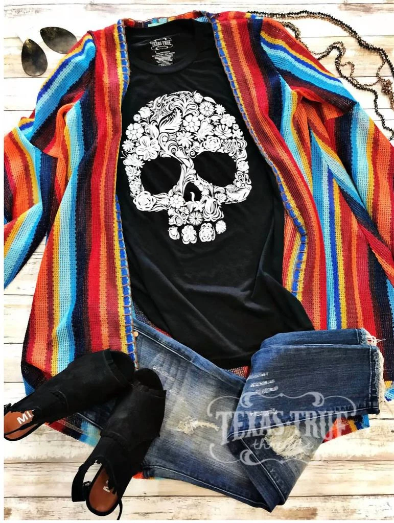 Texas True Threads Sugar Skull Tee In Black 3