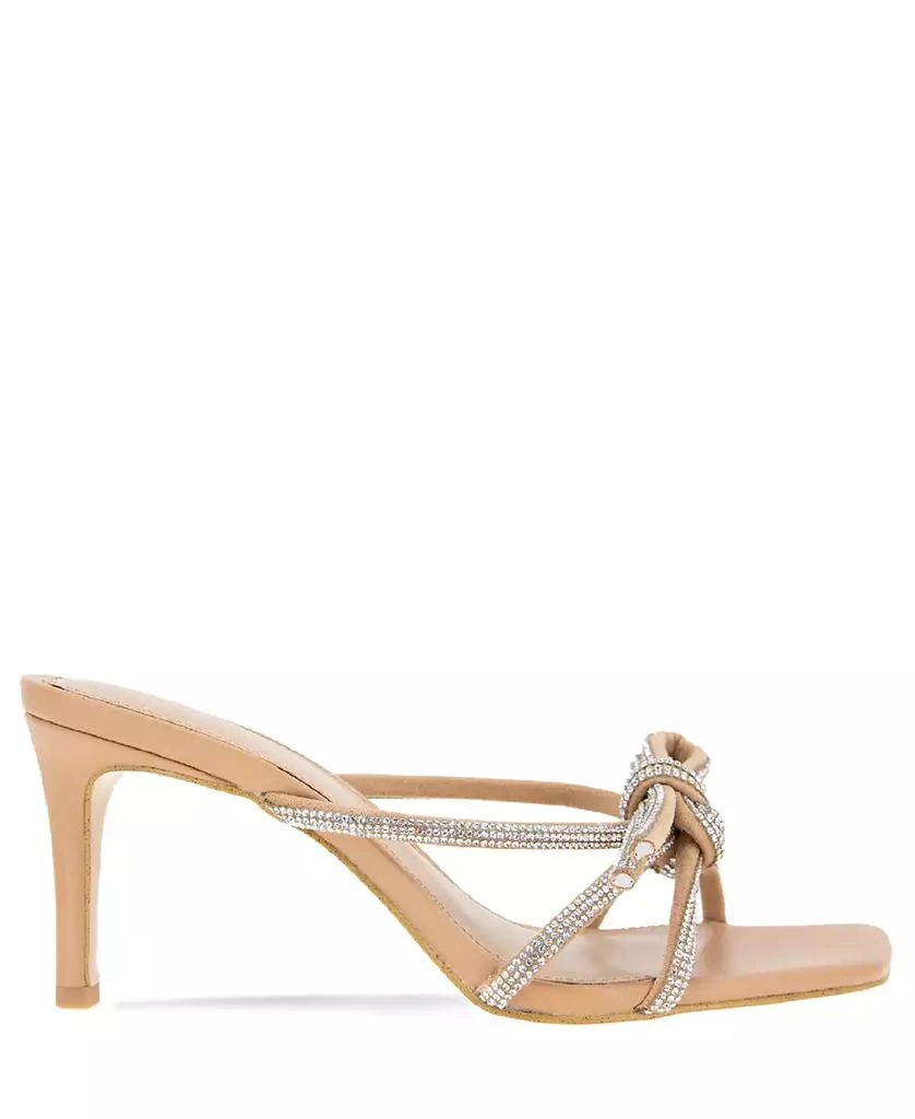 BCBG Women's Selma Rhinestone Bow Slip On Sandals 2
