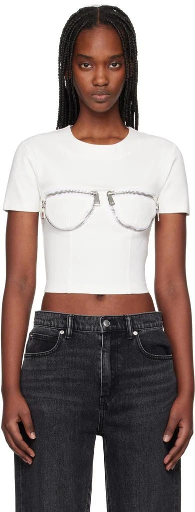 AREA White Zipper Bustier Cup T-Shirt 1