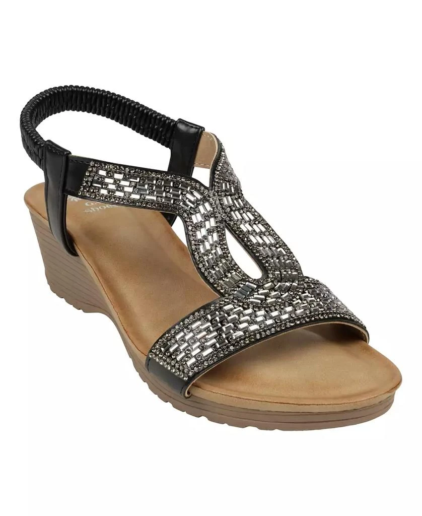 GC Shoes Women's Celestia Embellished Cut Out Slingback Wedge Sandals 1