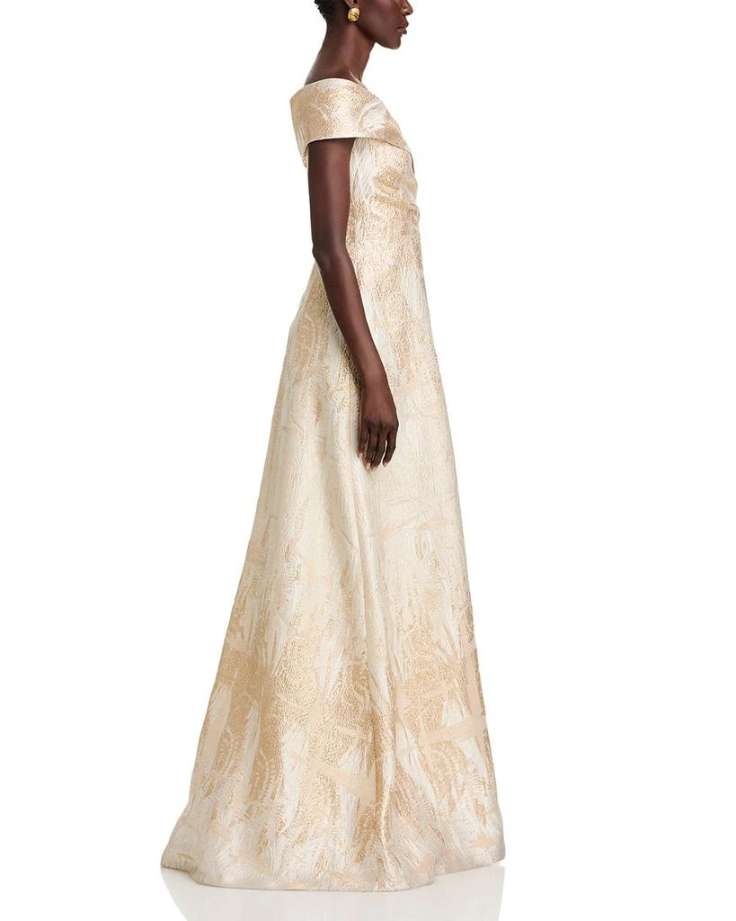 Teri Jon Metallic Jacquard Off-the-Shoulder Gown 5