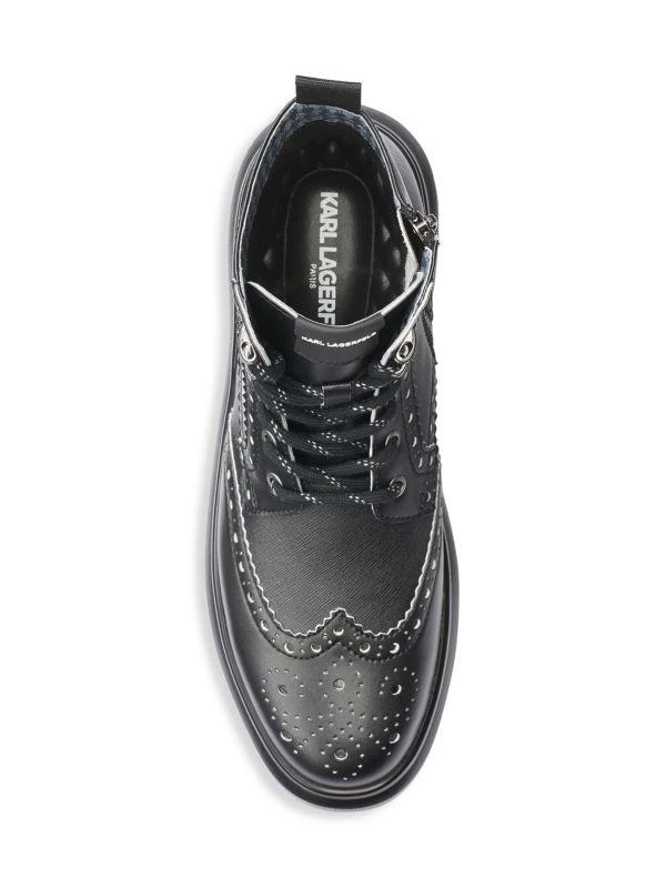 Karl Lagerfeld Paris Wingtip Leather Boots 6