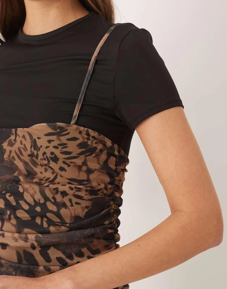 ASOS ASOS DESIGN double layered hybrid t-shirt midi dress in animal print 4
