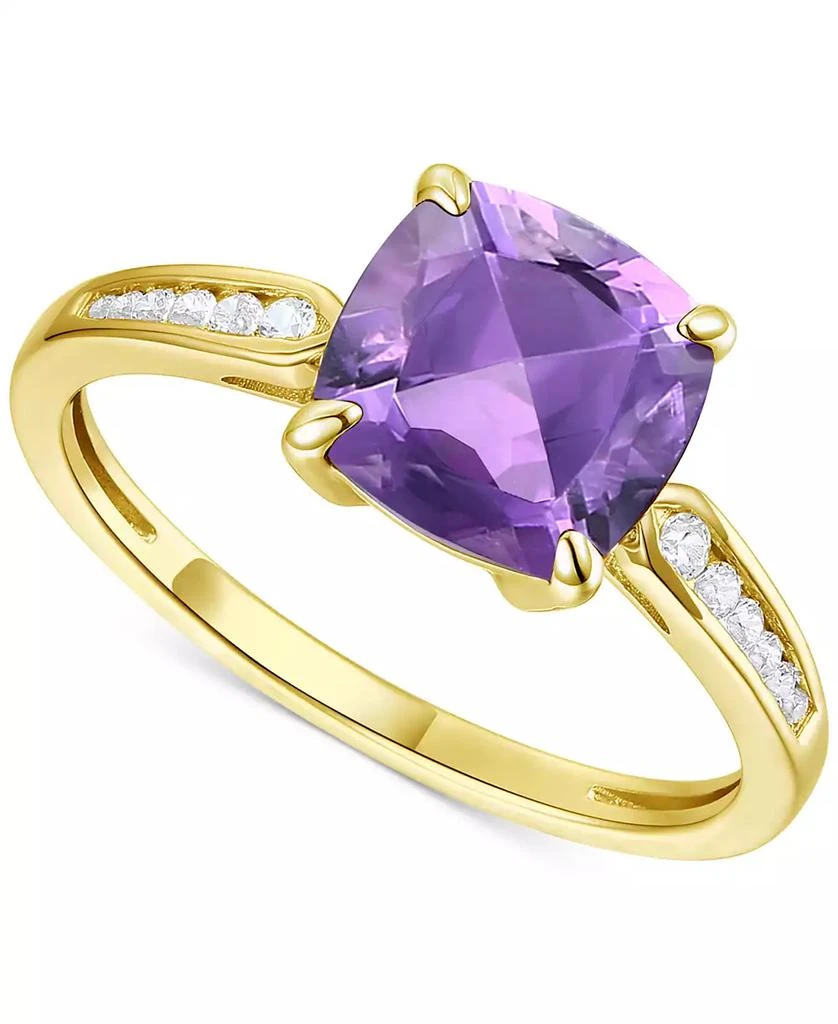 Macy's Amethyst (1-7/8 ct. t.w.) & Lab-Grown White Sapphire (1/10 ct. t.w.) Cushion Ring in 14k Gold-Plated Sterling Silver (Also in Additional Gemstones) 1